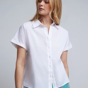 New York and Company Cuffed Sleeve Button Up Shirt NWT Size L